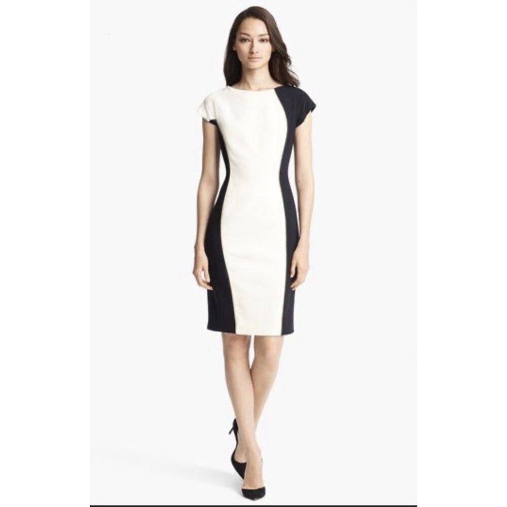 Escada Dress 34/ US 2 Woman Bodycon Illusion Knee Midi optical illusion dress